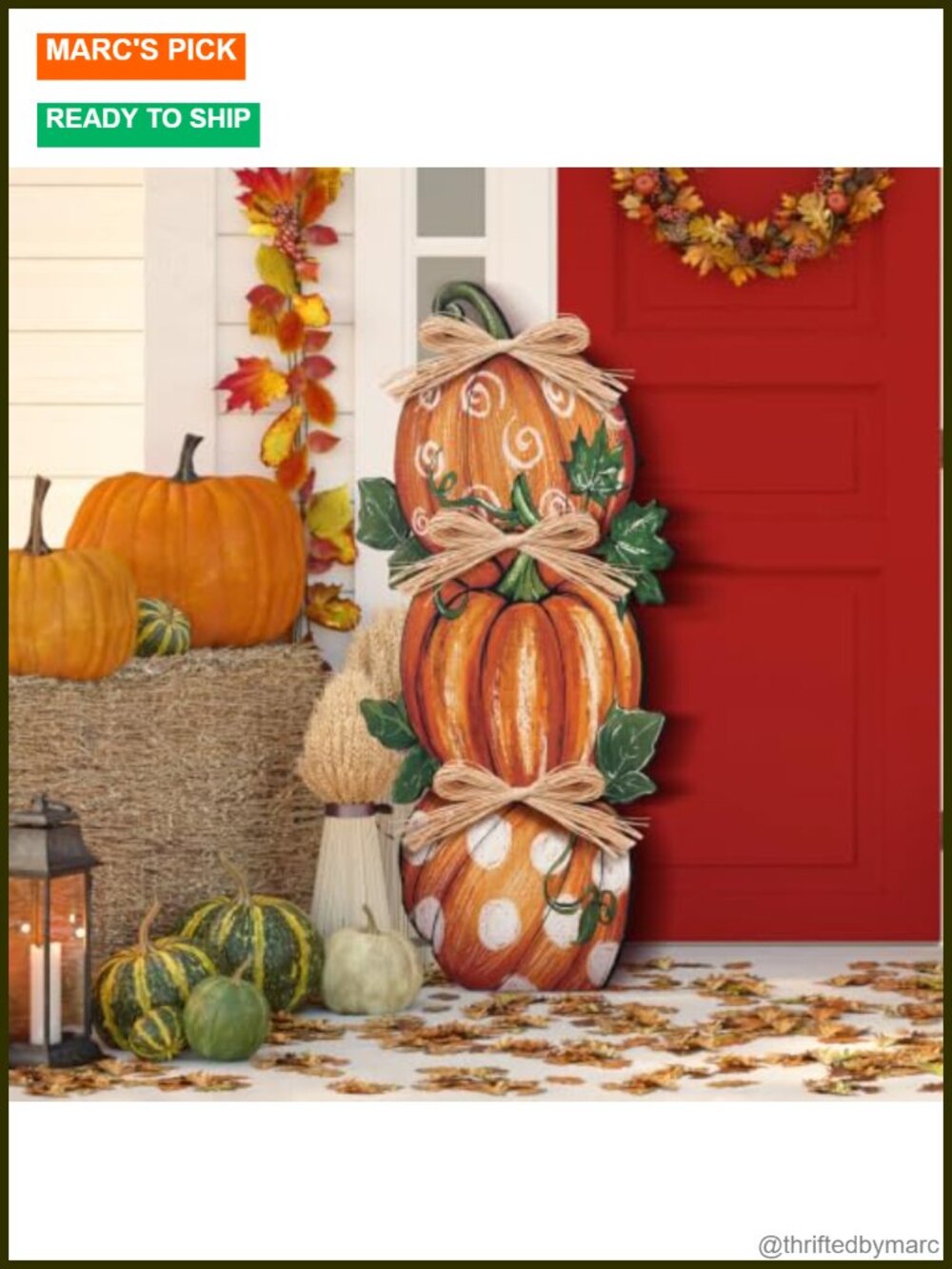 35" Fall Porch Sign Standing Pumpkin Wood Decor Thanksgiving Yard Sign